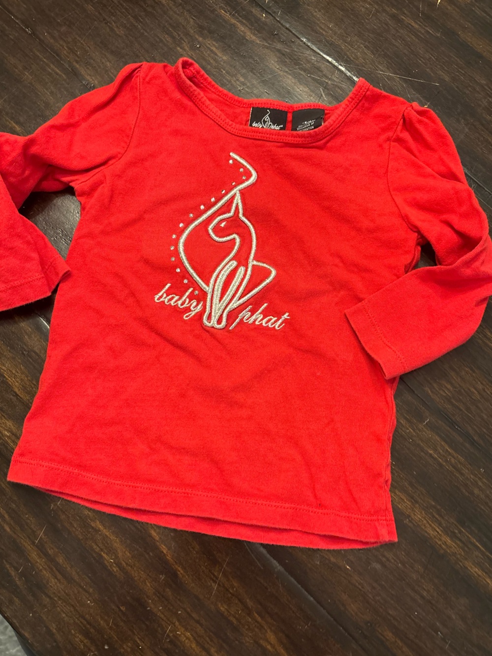 Baby Phat Red Long Sleeve Logo Tee with cat Graphic size 5/6